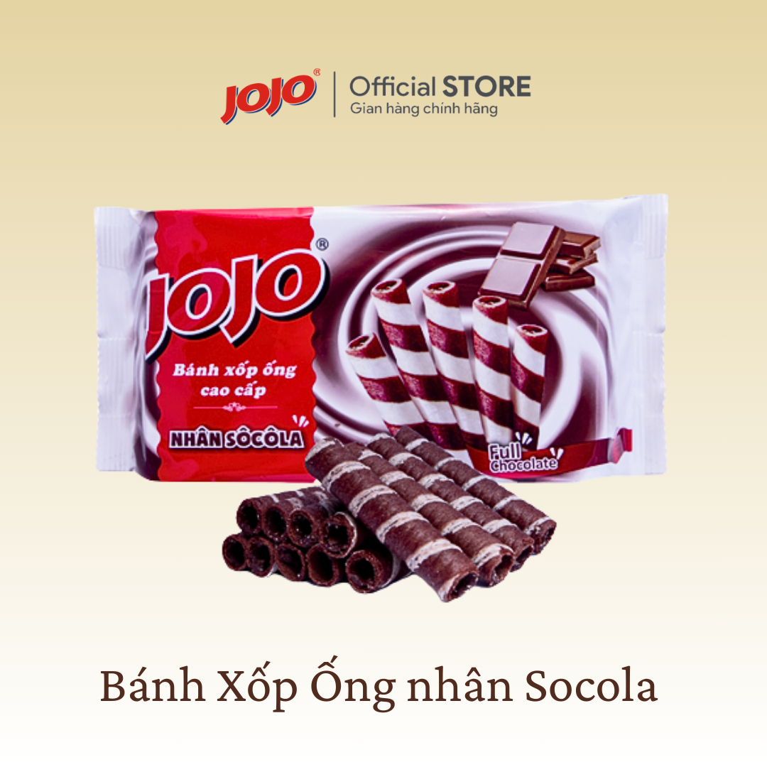 Bánh Xốp Ống JOJO Nhân Kem Sôcôla 115G (Tặng Đậu 30g)