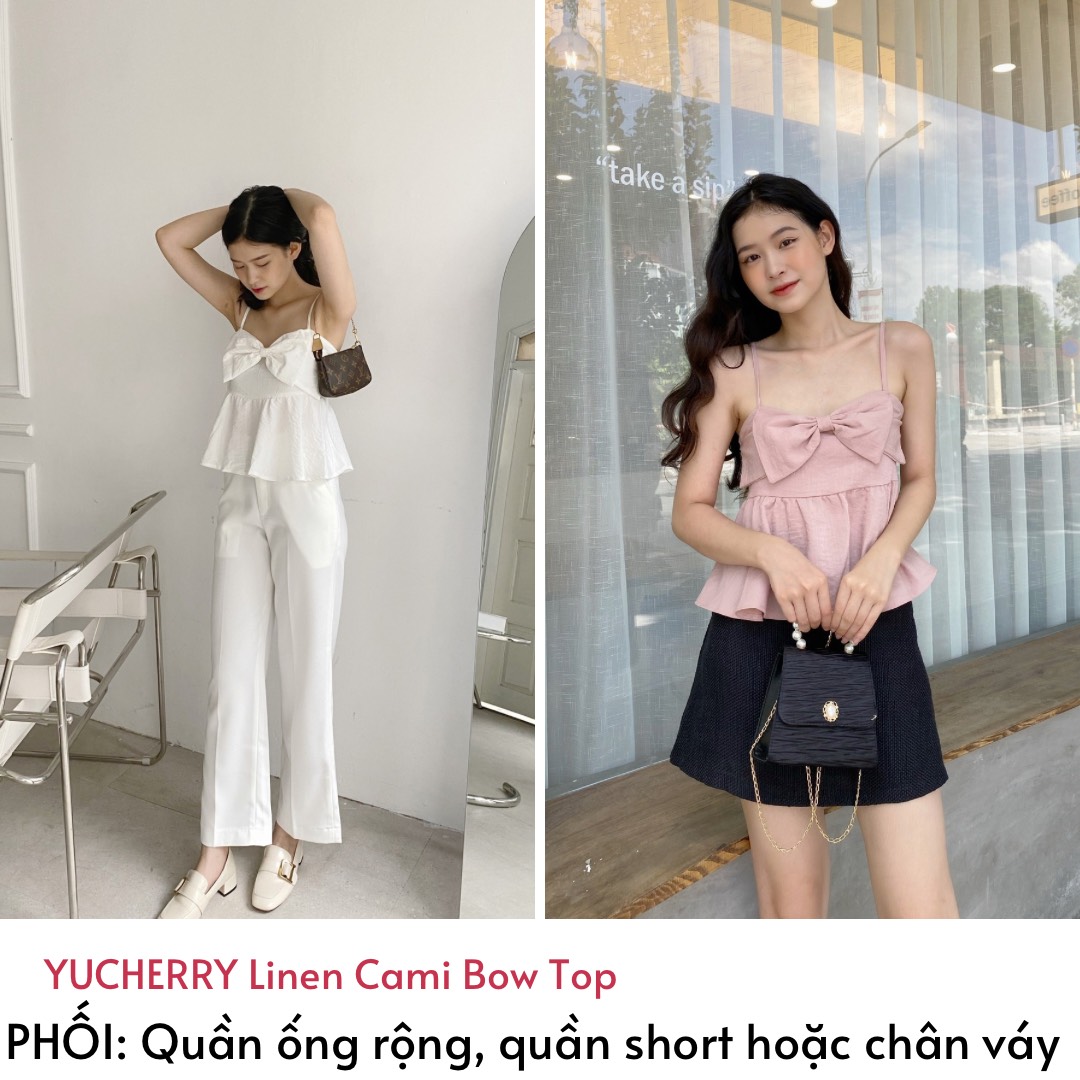 YU CHERRY | Áo nữ Linen Cami Bow Top YA382
