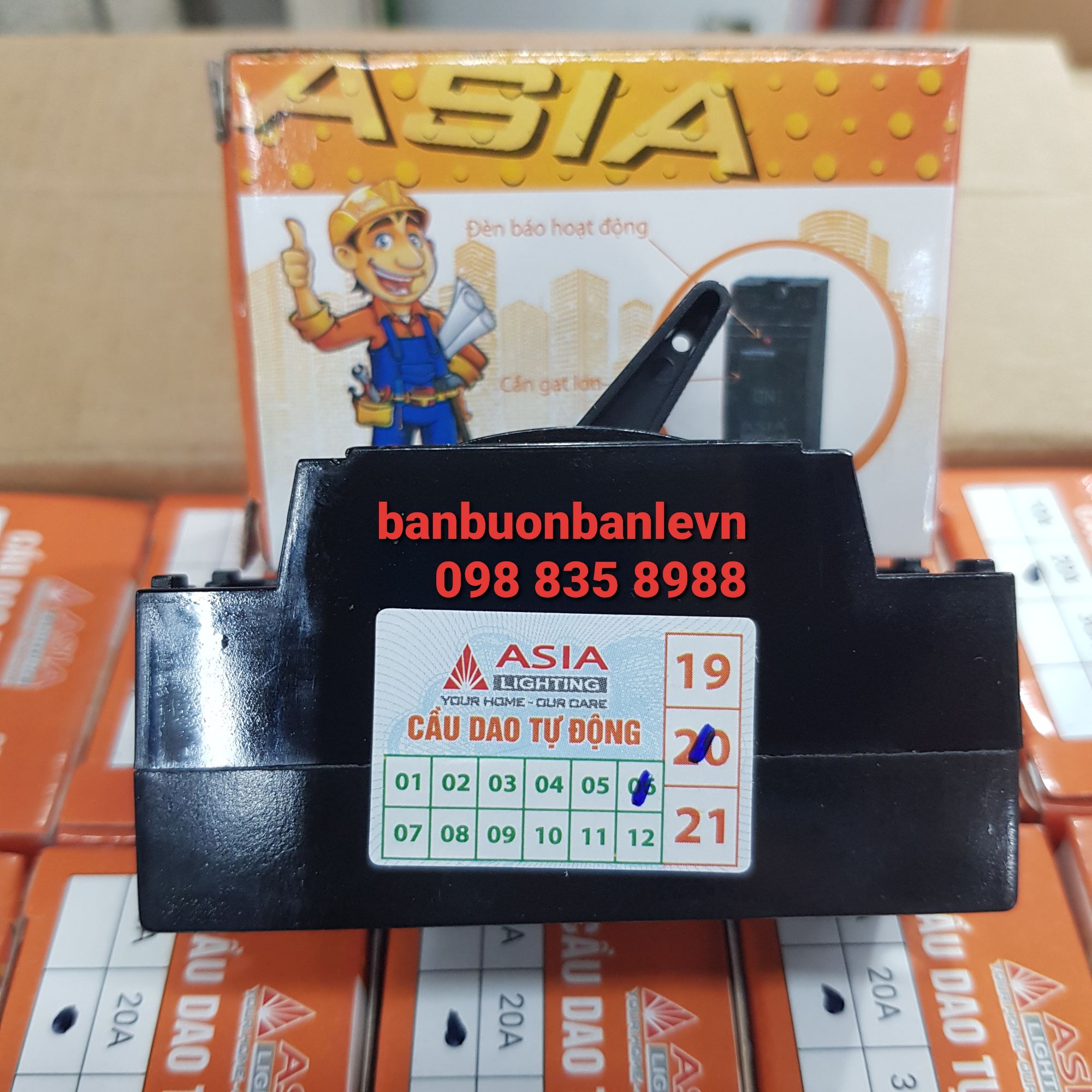 Cầu dao tự động  aptomat 2P1E  ASIA