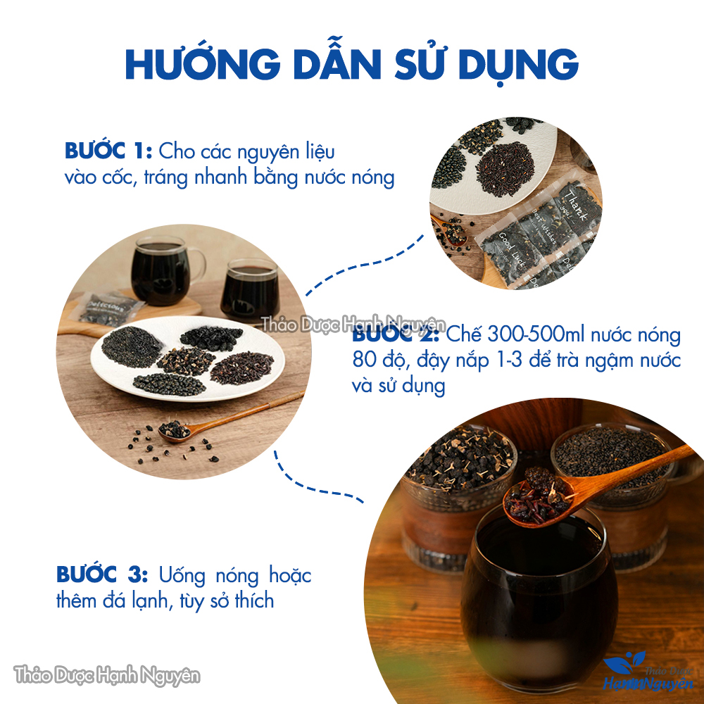 Trà ngũ hắc 30 set đã rang thơm (gạo lứt, đậu đen, mè đen, kỳ tử đen, dâu tằm), kích thích mọc tóc, đẹp da