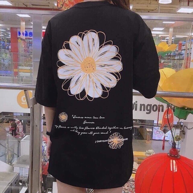 [Nguyen Thuy975798 Store]  Áo Thun Tay Lỡ Hoa Cúc Hot Trend