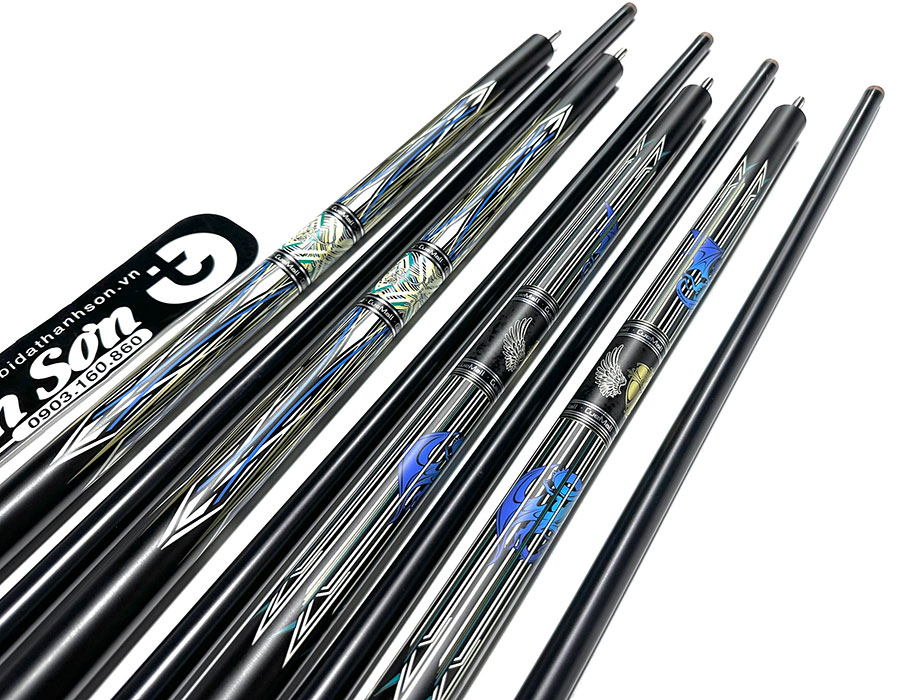 COMBO CƠ BIDA LỖ CUE MALL PHỦ CARBON [ BAO CƠ + BAO TAY ]