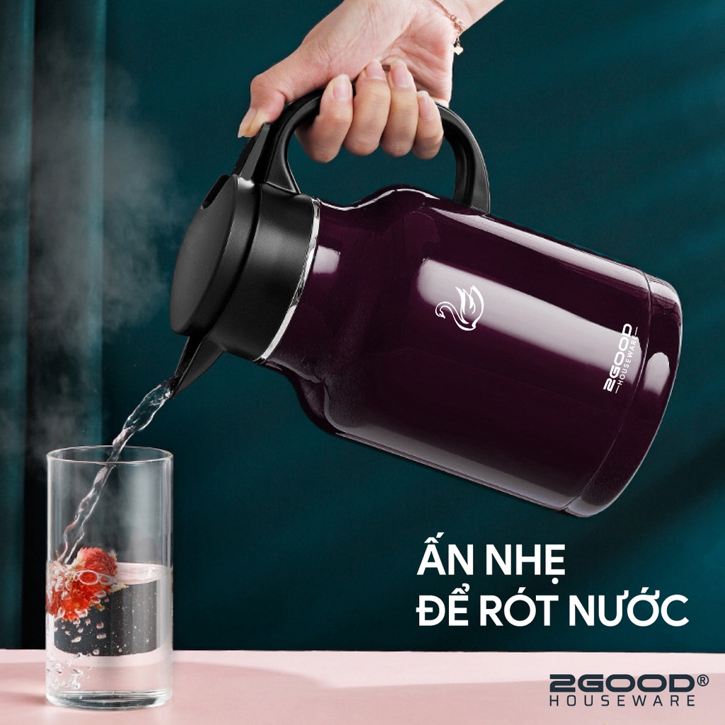 Phích Pha Trà Bình Giữ Nhiệt 2GOOD FLASK B16 (1.8L) (Giữ nhiệt 24h, chống vỡ, thiết kế đẹp, màu sắc đẹp) - Befoyo