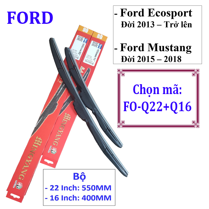 Bộ 2 thanh gạt nước mưa ô tô đa năng Nano cao cấp dành cho hãng xe Ford: Transit-Ecosport-Everest-Focus-Fiesta-Ranger-Mondeo-Escape-Mustang
