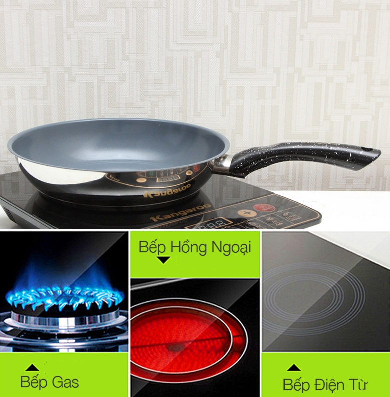 Chảo inox tráng sứ 26cm Kangaroo KG167S