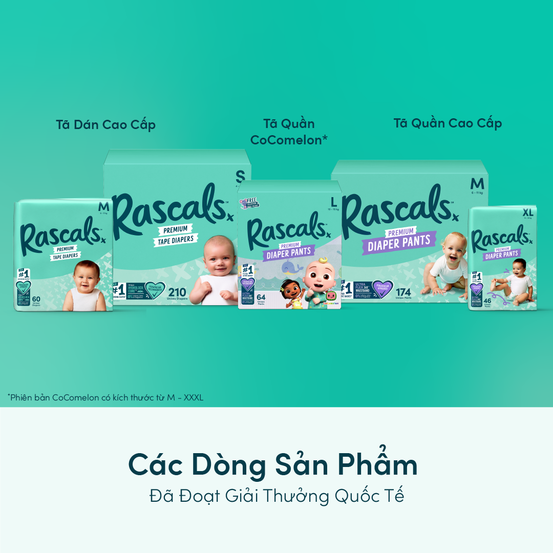 Tã/Bỉm Quần Rascals Size XL (13-18kg) 46 miếng