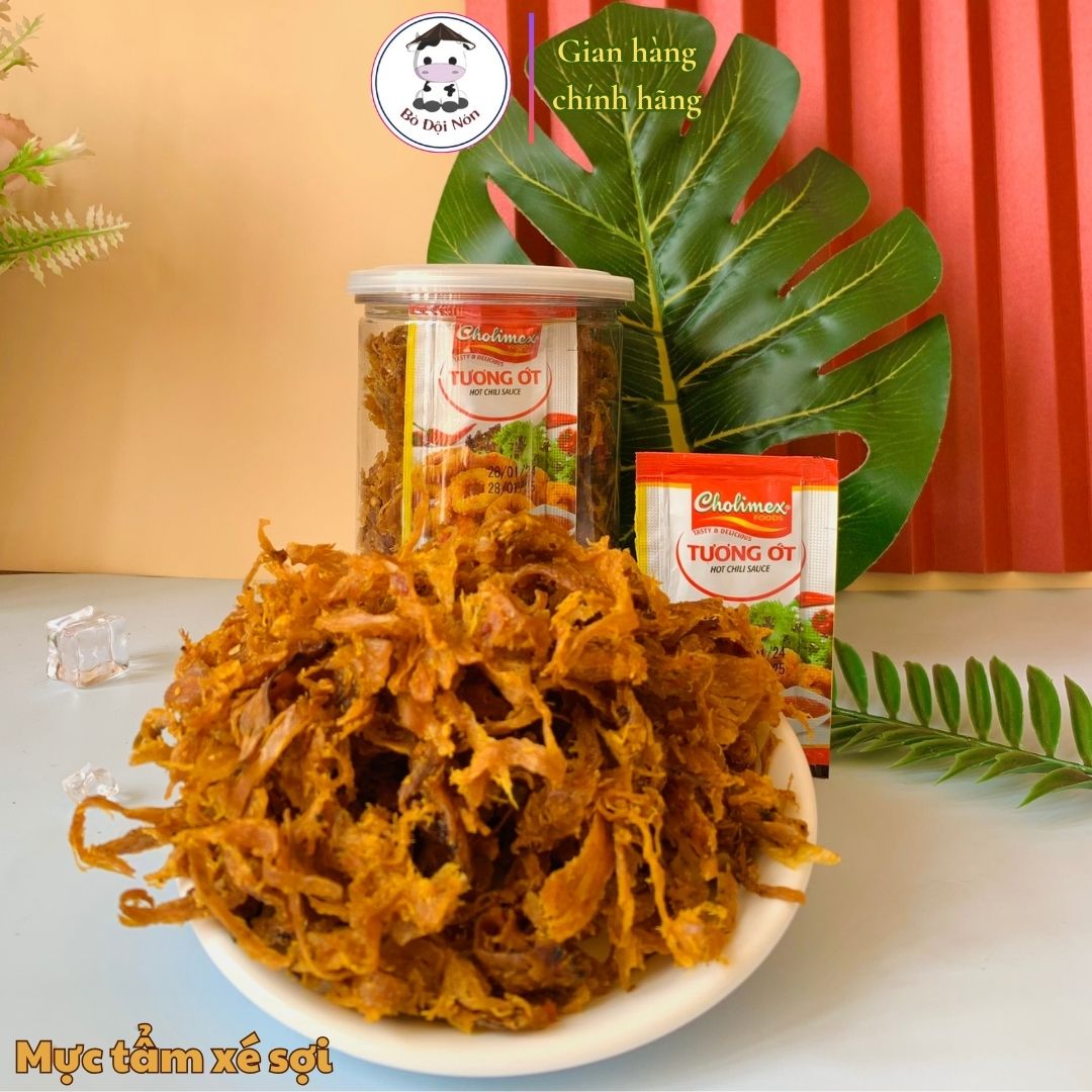 Mực Tẩm Xé Sợi 100g Bò Đội Nón