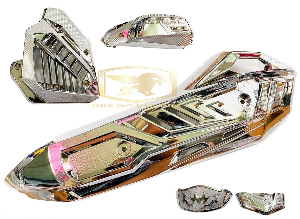 ComBo 6 Món (Ốp Pô+Pô E+Che Két mỏ dè) XI INOX GẮN AIRBLADE 2020