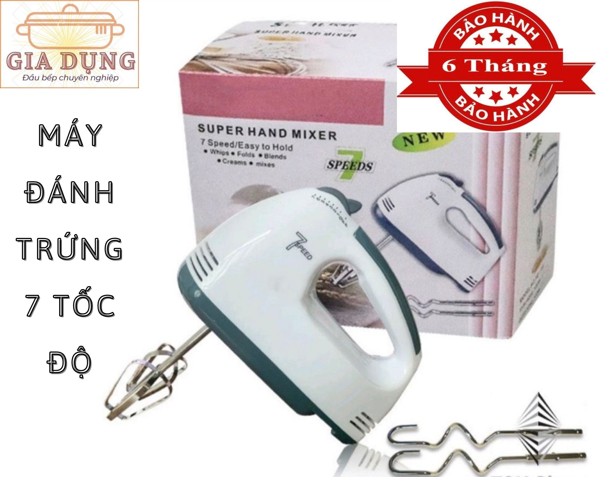 Máy đánh trứng 7 tốc độ công suất 260w-bảo hành 6 tháng