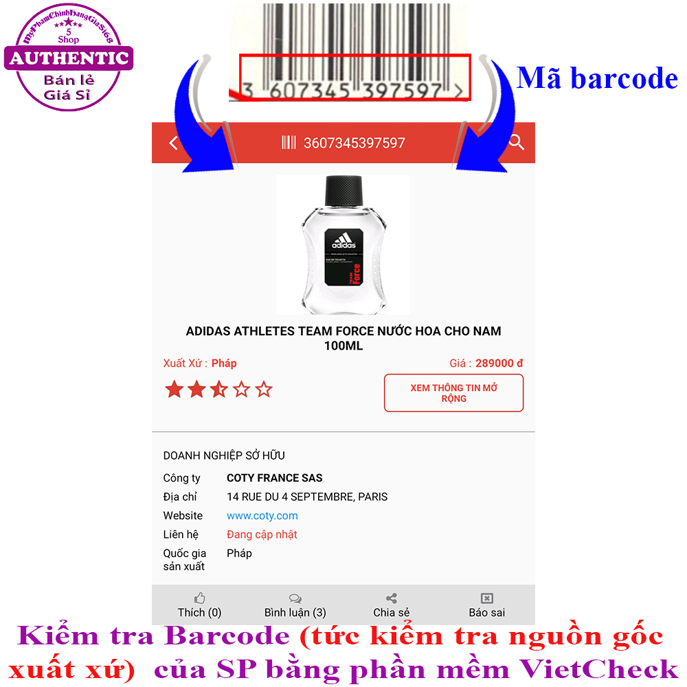 NƯỚC HOA NAM ADIDAS 100ML