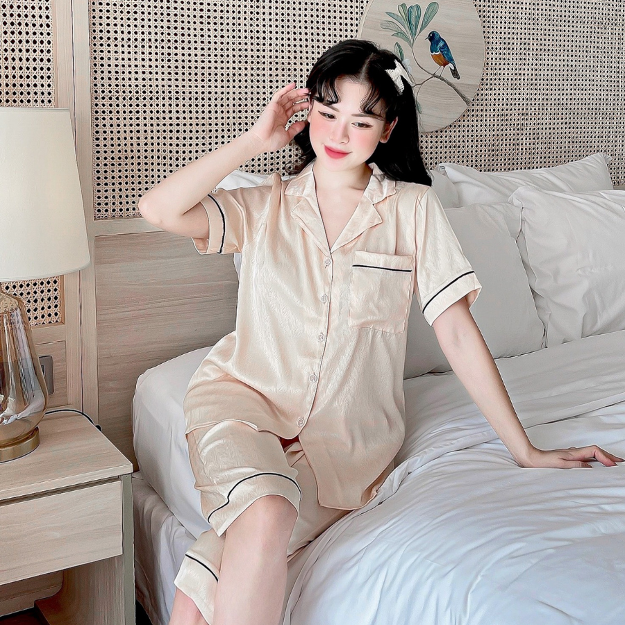 Đồ bộ lửng nữ pijama mặc nhà , đồ ngủ nữ lụa xước cao cấp có bigsize