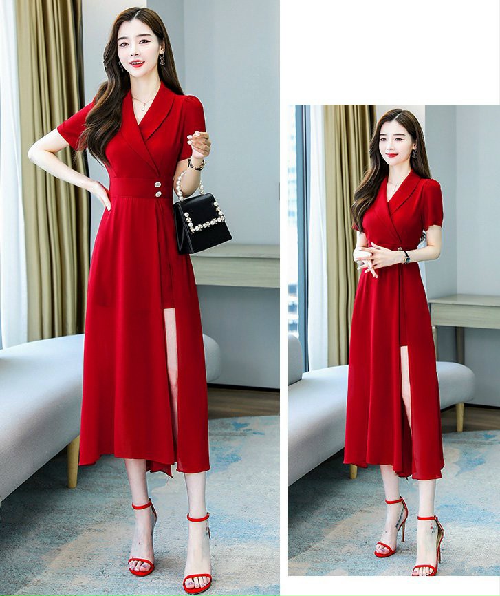 ĐẦM XÒE CỔ VEST XẺ TÀ - YB221251