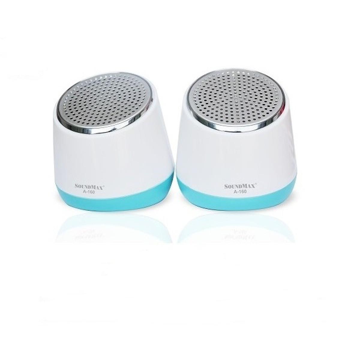 Loa máy tính SOUNDMAX A160 ( Màu trắng phối xanh)