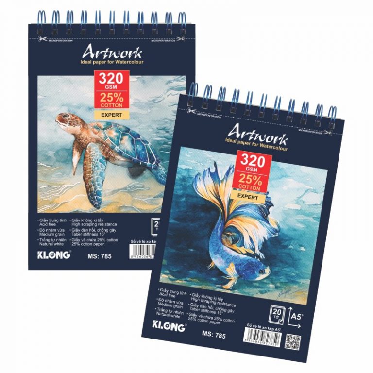 Sổ vẽ màu nước lò xo Artwork cao cấp A5 20 tờ KLong-MS785-VPP KLONG