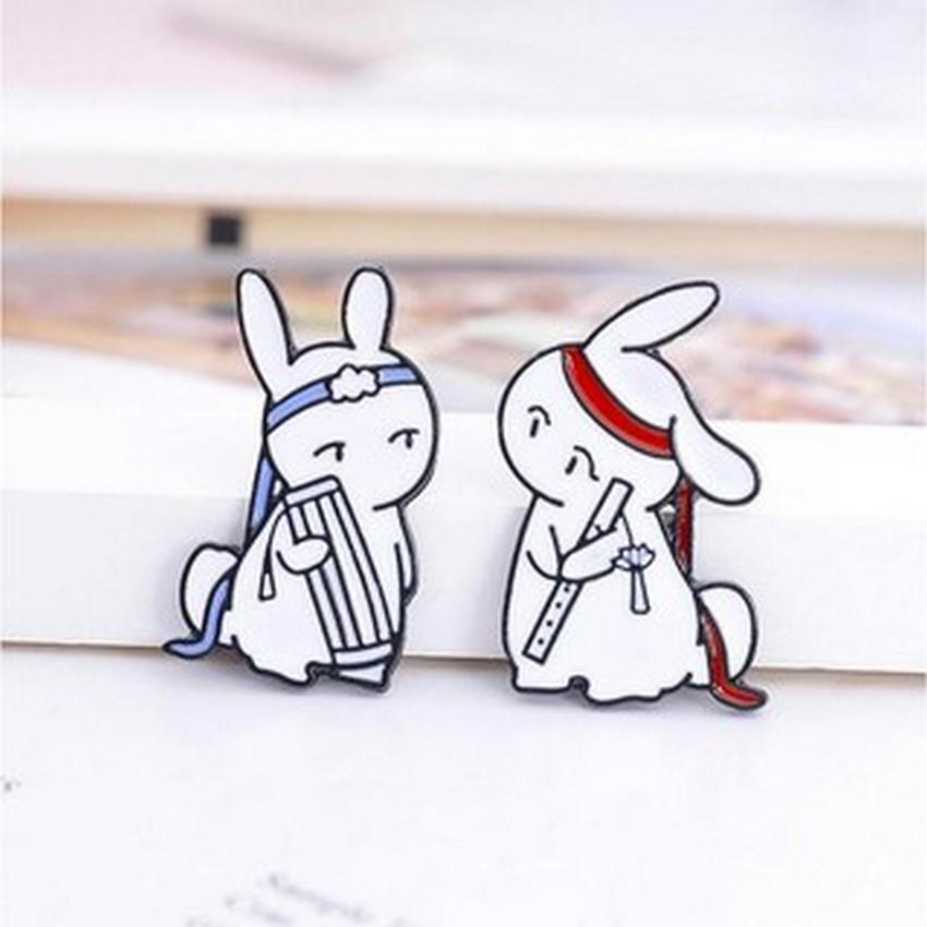 Huy hiệu thỏ hình nhân ma đạo tổ sư Trần Tình Lệnh Vương Nhất Bác Tiêu Chiến quà tặng dễ thương