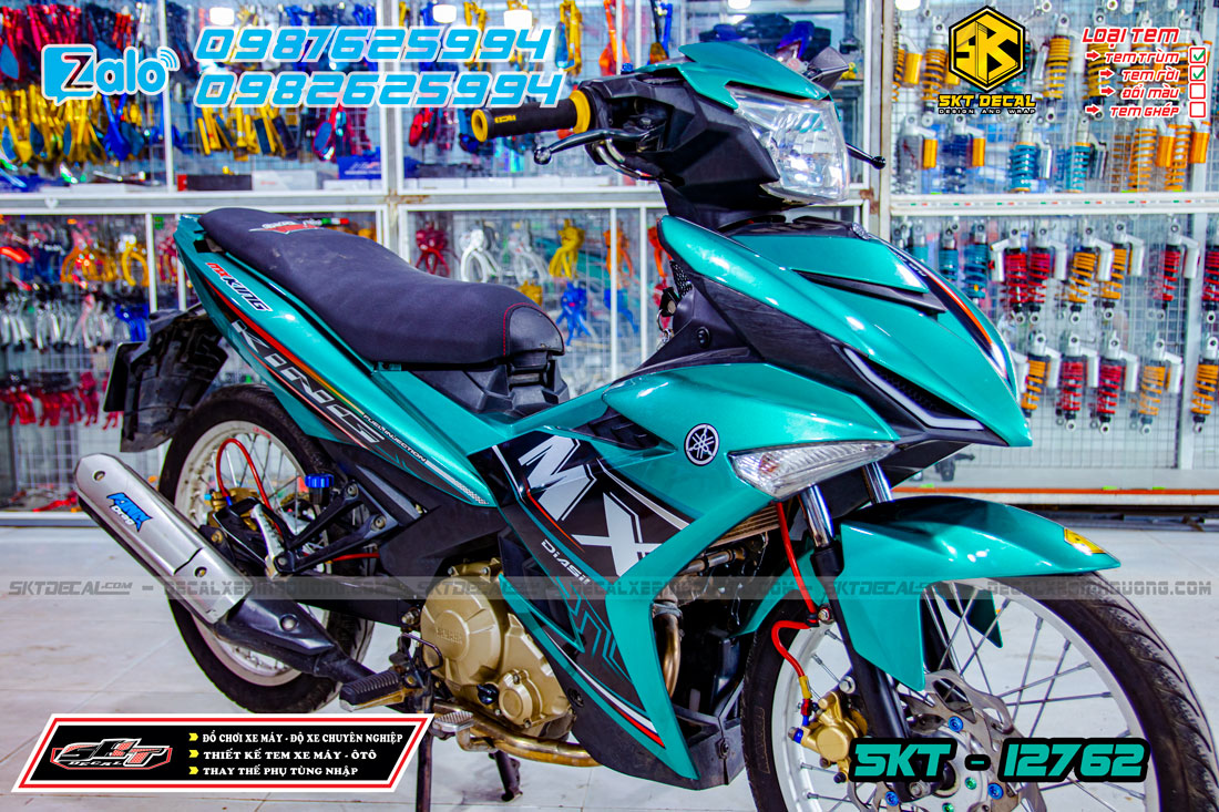 tem trùm exciter 150 xanh đen trắng mx king