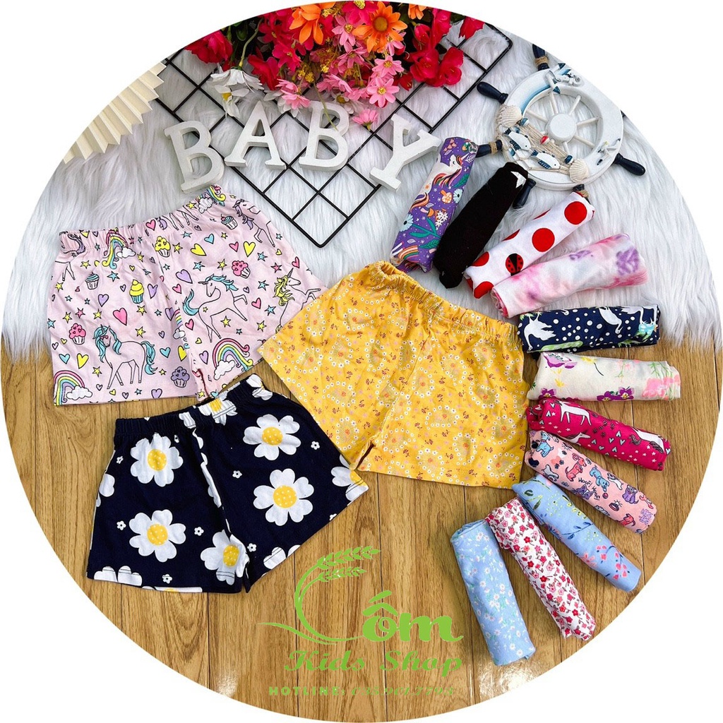 Set 5 Quần đùi bé gái thun cotton họa tiết dễ thương từ 10_45kg
