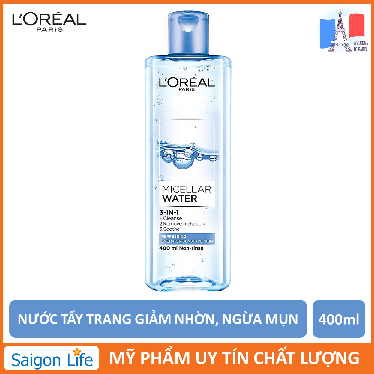 >> SO SÁNH GIÁ NƯỚC TẨY TRANG TƯƠI MÁT L’OREAL MICELLAR 400ML (STORE 5871,5873) | Shopee Lazada Sendo Tiki 43 Nước Tẩy Trang Tươi Mát, Giảm Nhờn, Ngừa Mụn L'Oreal Paris 3-in-1 Refreshing Micellar Water 400ml (Xanh Nhạt)