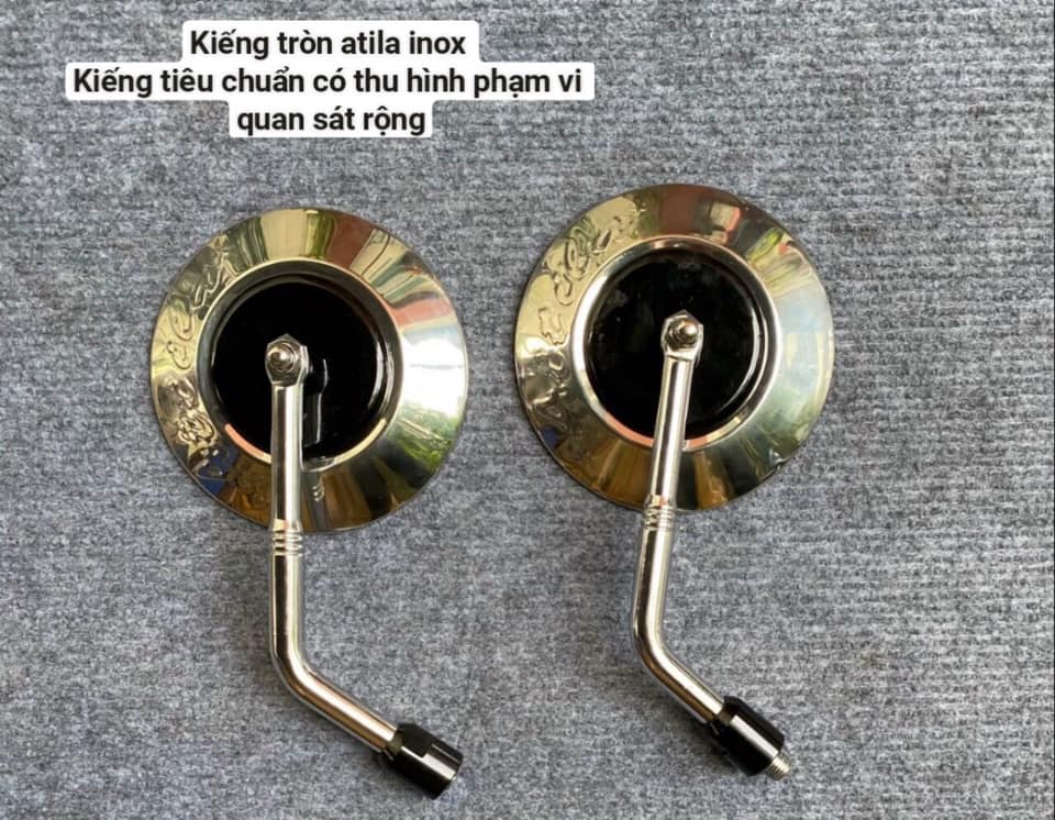 Gương chiếu hậu xe máy kiểu Atila (inox)