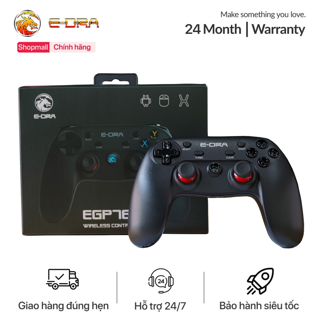 Tay cầm chơi game E-Dra EGP7601 Bluetooth Wireless Wired - Hàng chính hãng