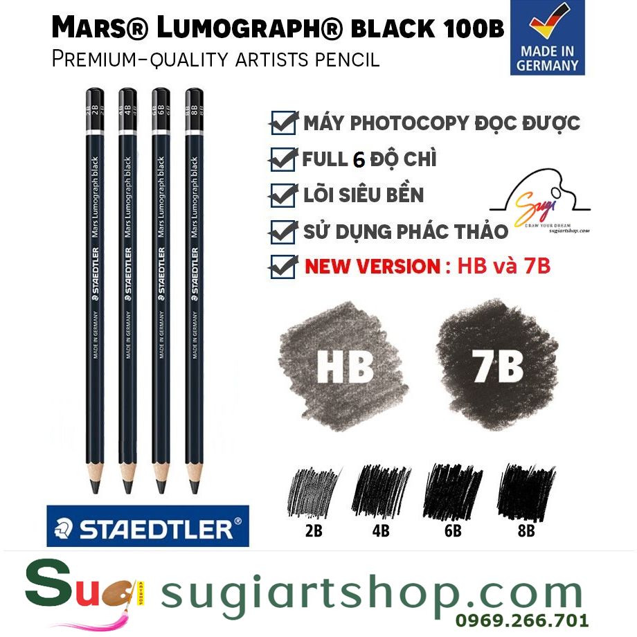 Bút Chì Than Staedtler Đức Mars Lumograph Black Cao Cấp 100B