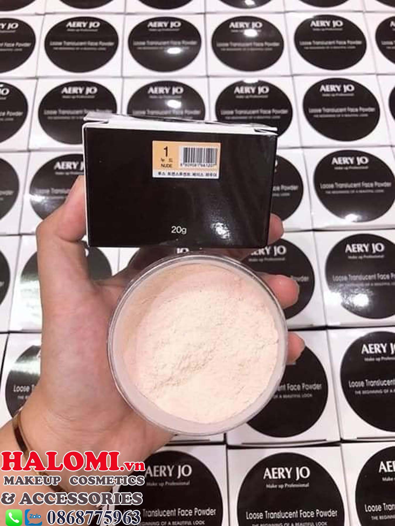 Phấn Phủ Bột Aery Jo 20g siêu mịn tạo lớp trag điểm tự nhiên sẵn 2 tone chuyên dùng cho makeup _ HALOMI STORE