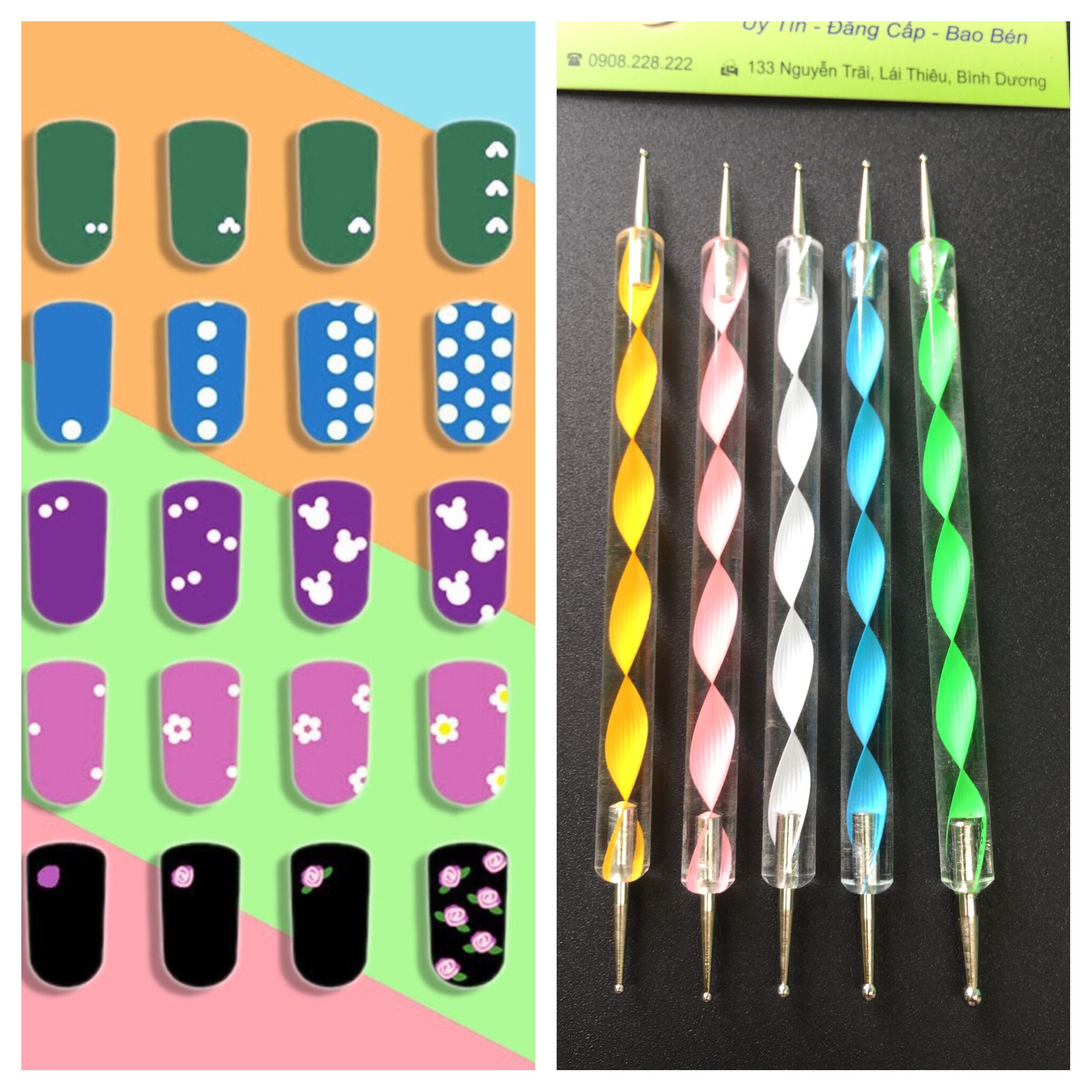 Chấm bi trọn bộ 5 cây đủ size Nail