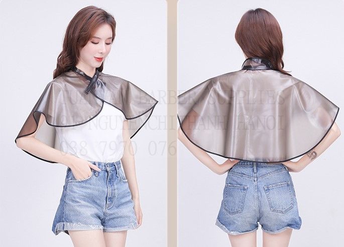 Áo choàng, bạt choàng uốn nhuộm tóc (Mẫu nhựa PVC trong)