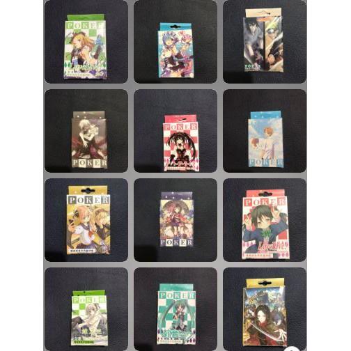 Bộ bài anime poker Miku Fairytail Date a live Naruto Natsume Love line Âm dương sư Tokyo ghoul hộp ảnh