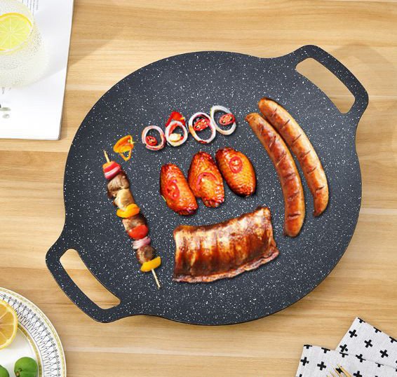 Chảo Nướng BBQ Không Cần Dầu Hàn Quốc, vỉ nướng chất liệu hợp kim nhôm phủ đá maifan chống dính Cao Cấp