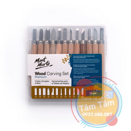 Bộ Dao khắc gỗ Mont Marte 12 cây trong hộp nhựa