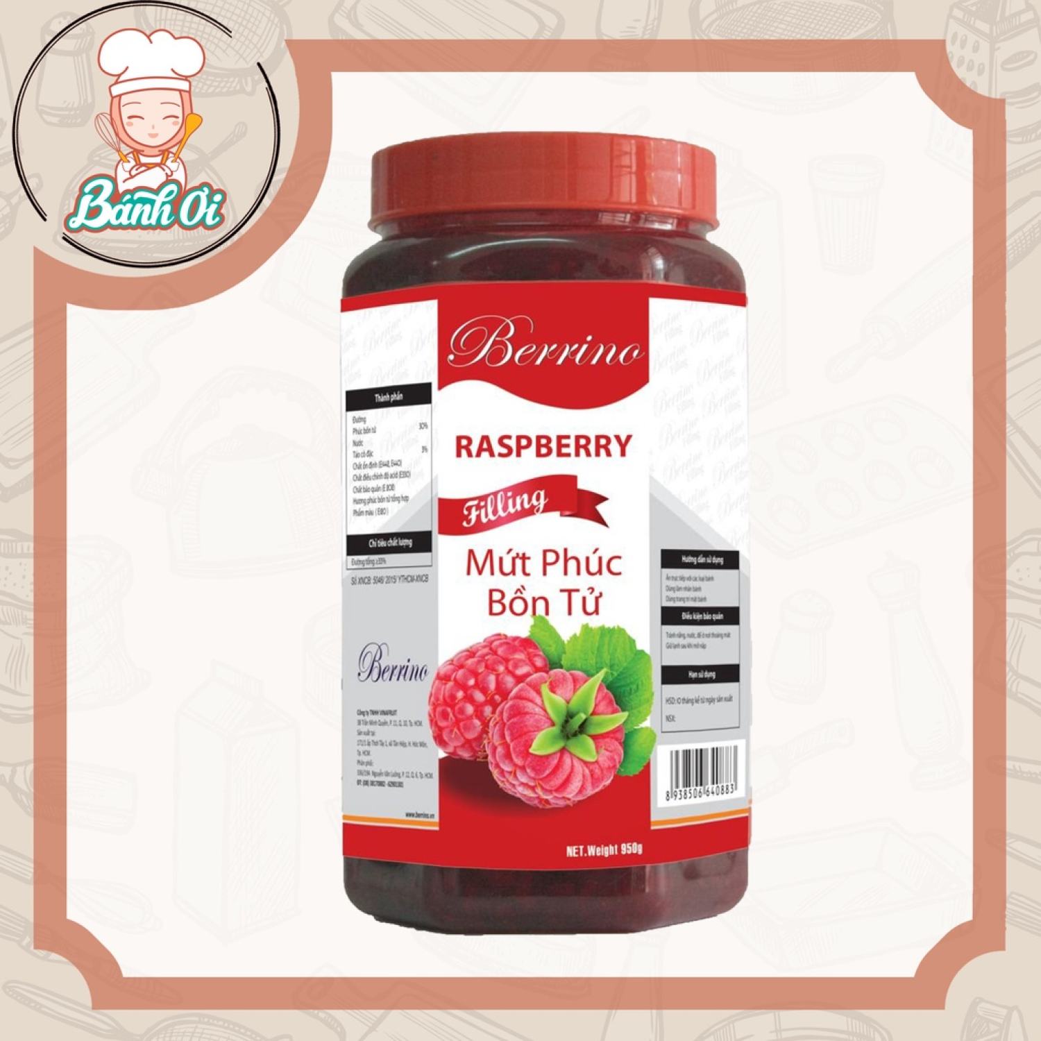 Mứt Phúc Bồn Tử Berrino - mứt Berino phúc bồn tử 950g