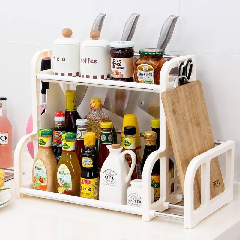 Kệ gia vị có khe để thớt kèm ống đũa