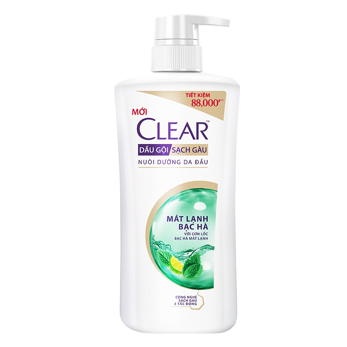 Dầu gội Clear mát lạnh bạc hà chai 900gr