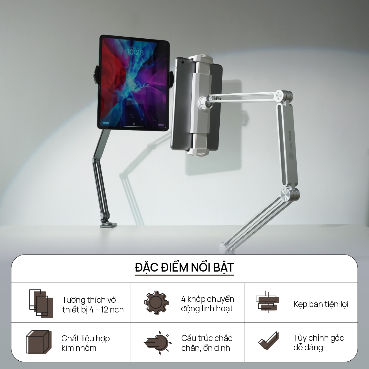 Giá đỡ Ipad/Máy tính bảng kẹp bàn HyperWork KP1