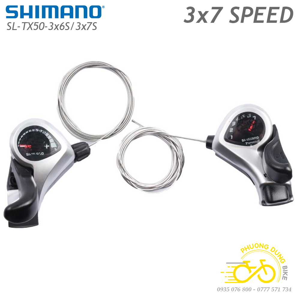 Tay đề bấm xả gắn ghi đông xe đạp shimano sl tx50 3x6 3x7 speed - chính hãng