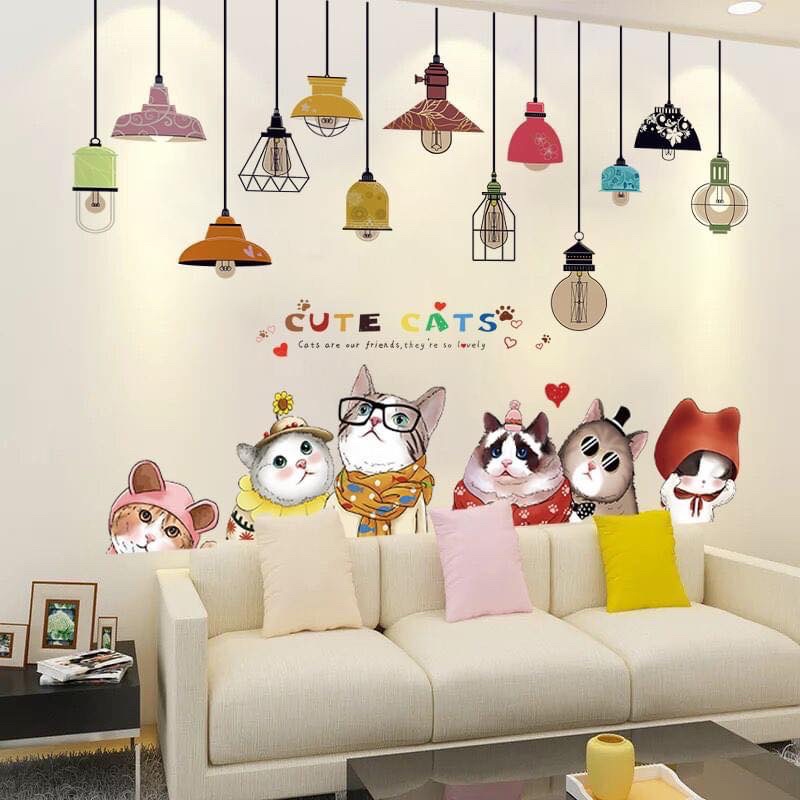 Decal dán tường đèn meo và đèn cây ( có bán lẻ rời 1 mẫu)