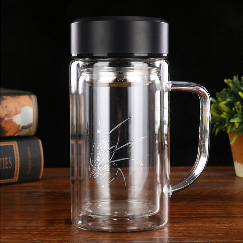 Cốc thủy tinh 2 lớp giữ nhiệt có khay lọc ST360ml