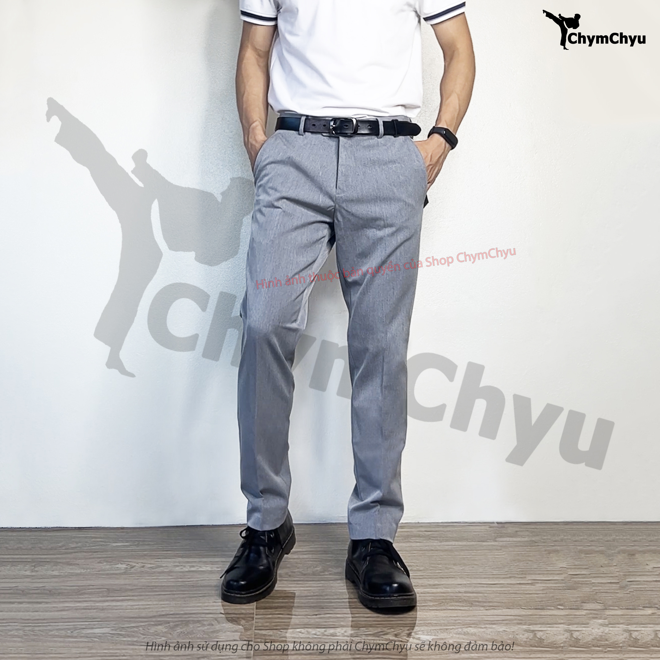 Quần Tây Cao Cấp Nam Ống Đứng ChymChyu Công Sở Đẹp Màu Ghi Xám