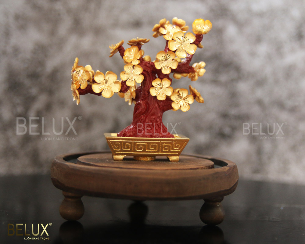 Mai vàng đón xuân dát vàng 24k 11x15cm [HOTDEAL]