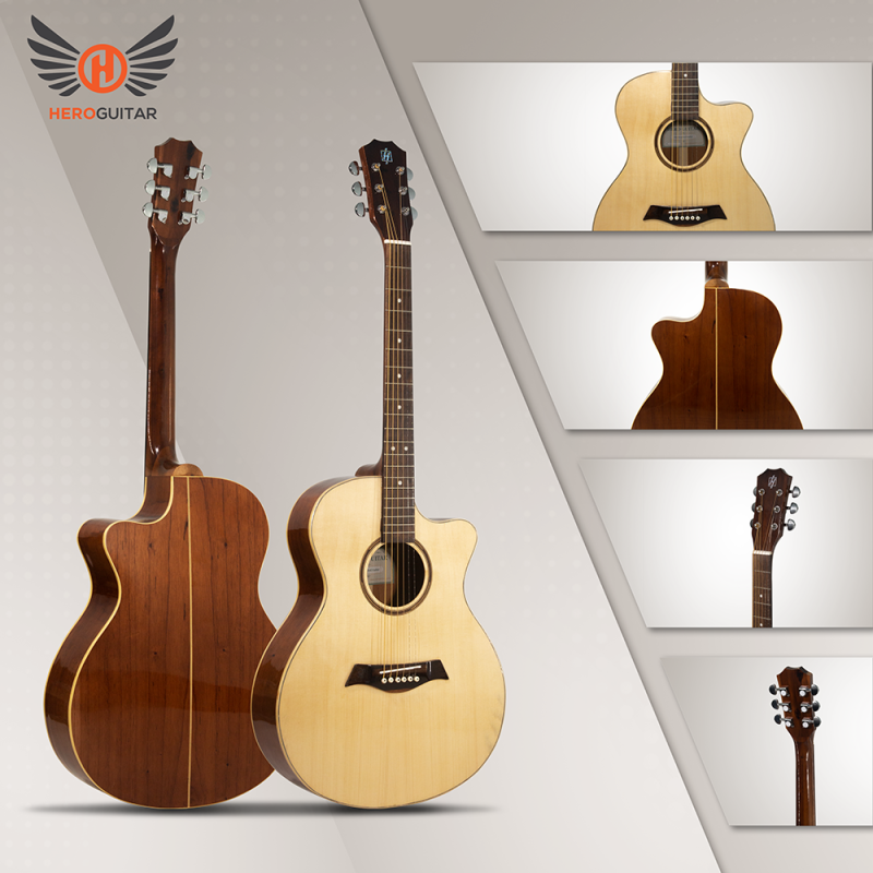 Guitar Acoustic Hero Standard 2 - Full solid [Mã B2-A] - Gỗ nguyên tấm 100% + Có ty chỉnh cần + Tặng kèm bao da và phụ kiện