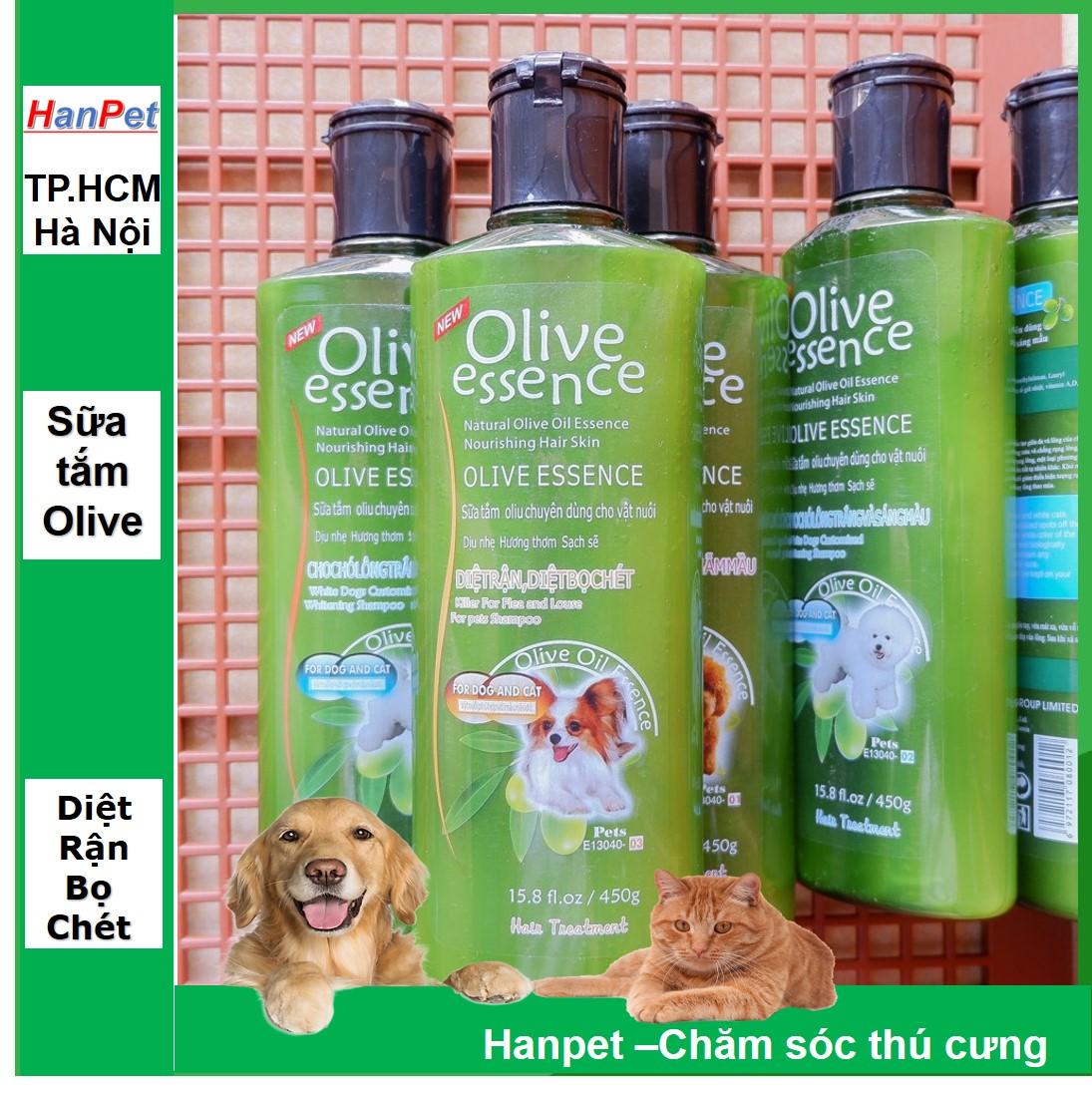 HN- Sữa tắm OLIVE 450ml loại tr ị ve rận -Sữa tắm tinh dầu ô liu chó mèo -  dầu gội thú c-HP10787TC