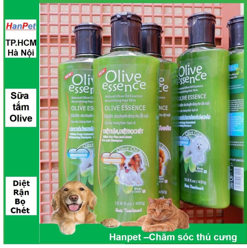 HCM-Sữa tắm tinh dầu ô liu chó mèo - Sữa tắm OLIVE - 450ml loại trị ve rận- dầu gội ch-HP10785TC