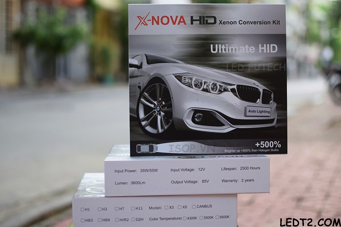 [LEDT2 ISOP] X-Nova HID Xenon Conversion Kit 55w tăng sáng +500% [Số lượng: 1 cặp] [Bảo hành 2 năm]