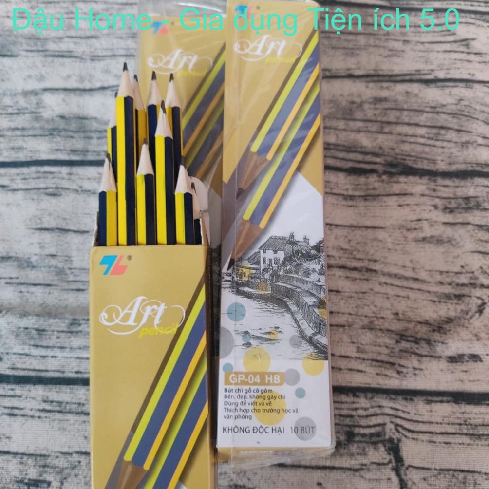[Hộp 10 chiếc] Bút chì Thiên Long HB có đầu gôm tẩy cho văn phòng , học sinh luyện viết chữ, tập viết, vẽ