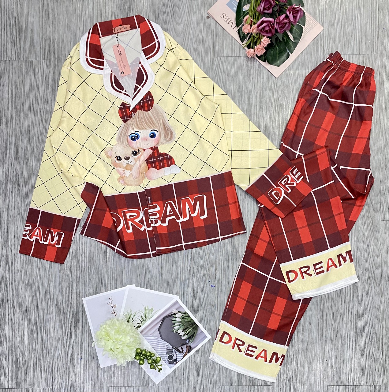 Bộ Pyjama lụa xước ánh kim cao cấp (free size: 45kg đến 65kg) HÀNG THIẾT KẾ MỚI.