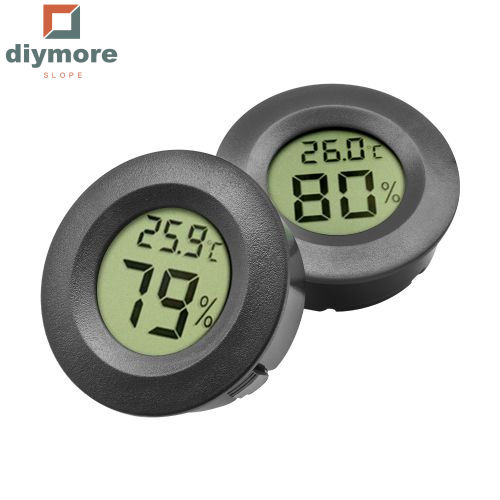 diymore slope Mini Circular Hygrometer Reptile Pet Electronic Digital Display Insulation Embedded Digital Thermometer and Hygrometer Embedded Circular Thermometer and Hygrometer with Switch
