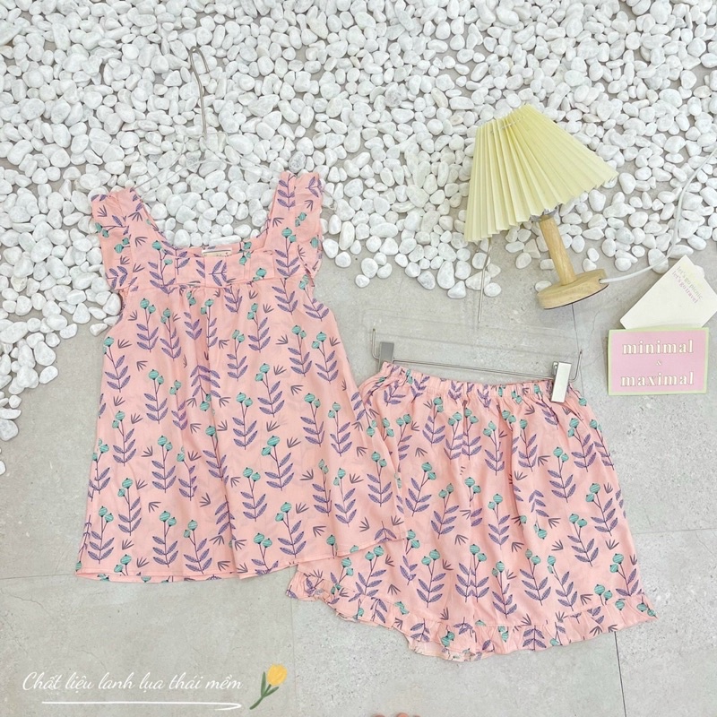 [Nhập RS0822 giảm 30k cho đơn 99k]NOHK _ Bộ mặc nhà lanh lụa nữ siêu mát. Size S M L