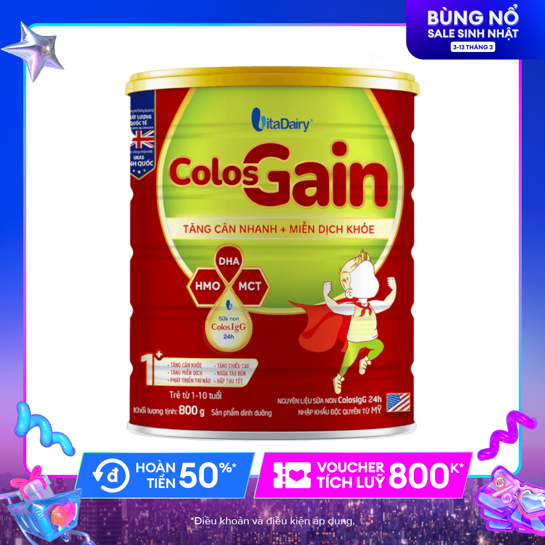 Sữa bột colos gain 1+ vitadairy 800g