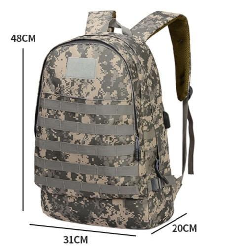 Balo L.ính/Pubg Kèm Cổng Sạc USB (Tặng Móc Khoá N.ón/Ch.ảo/S.úng Pubg) QC127